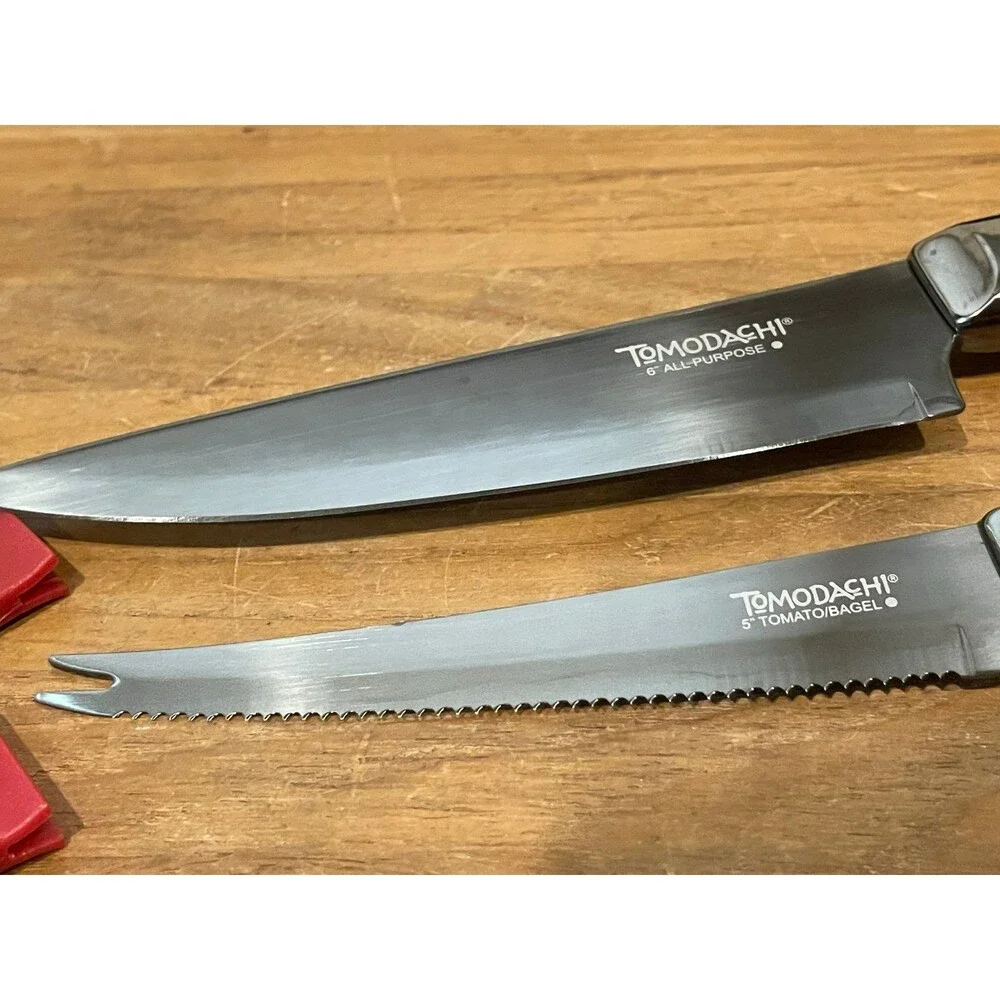 Tomodachi 2-Knife Set - Red Handles w/ Matching Sheaths